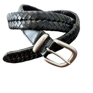 Coach Black Braided Leather Belt 1 Inch Thick Luxury Minimalist Parisian Chic 34